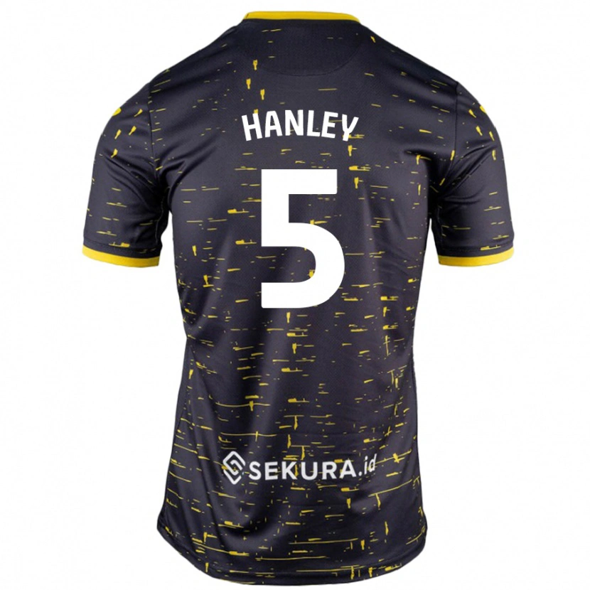 Danxen Kinder Grant Hanley #5 Schwarz Gelb Auswärtstrikot Trikot 2024/25 T-Shirt