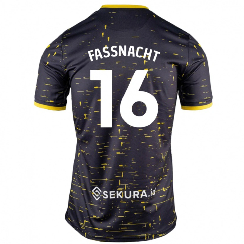 Danxen Kinder Christian Fassnacht #16 Schwarz Gelb Auswärtstrikot Trikot 2024/25 T-Shirt