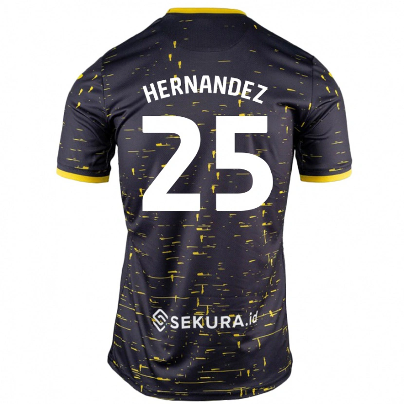 Danxen Kinder Onel Hernández #25 Schwarz Gelb Auswärtstrikot Trikot 2024/25 T-Shirt
