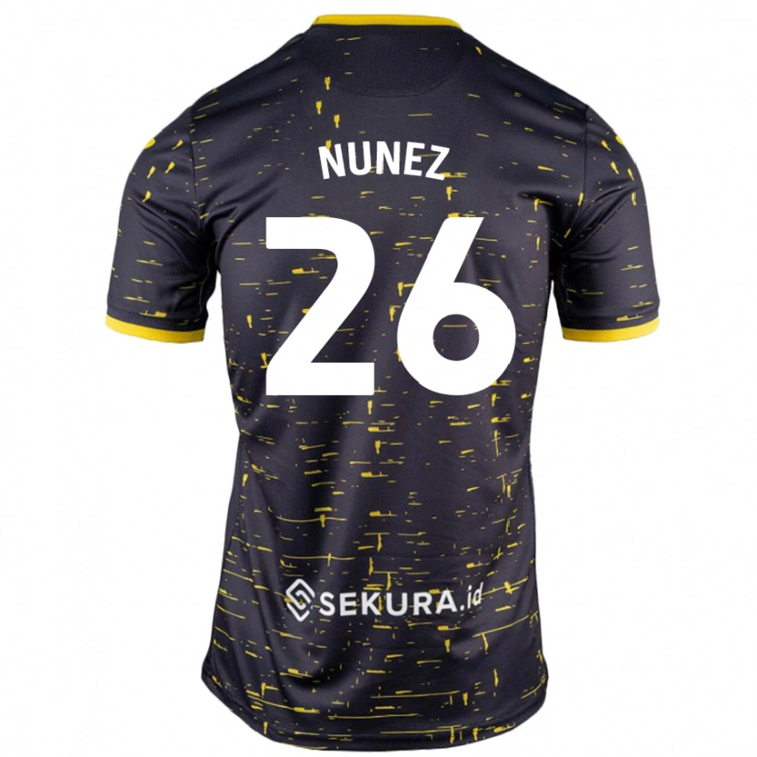 Danxen Kinder Marcelino Núñez #26 Schwarz Gelb Auswärtstrikot Trikot 2024/25 T-Shirt