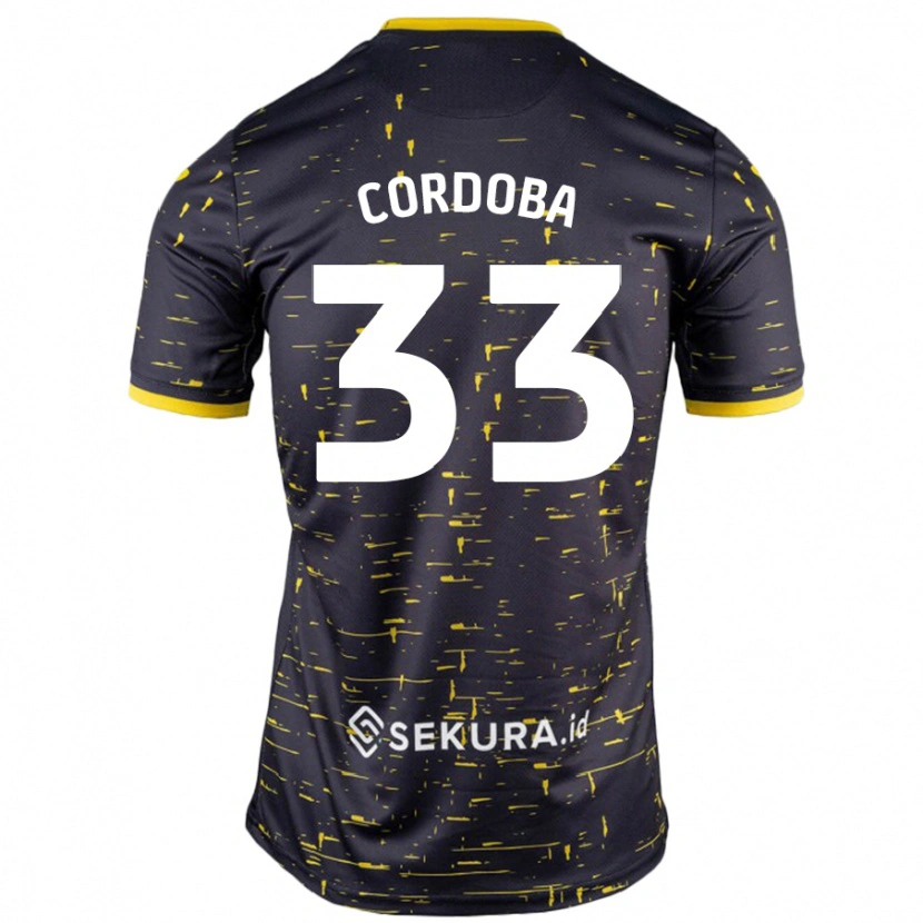 Danxen Kinder José Córdoba #33 Schwarz Gelb Auswärtstrikot Trikot 2024/25 T-Shirt