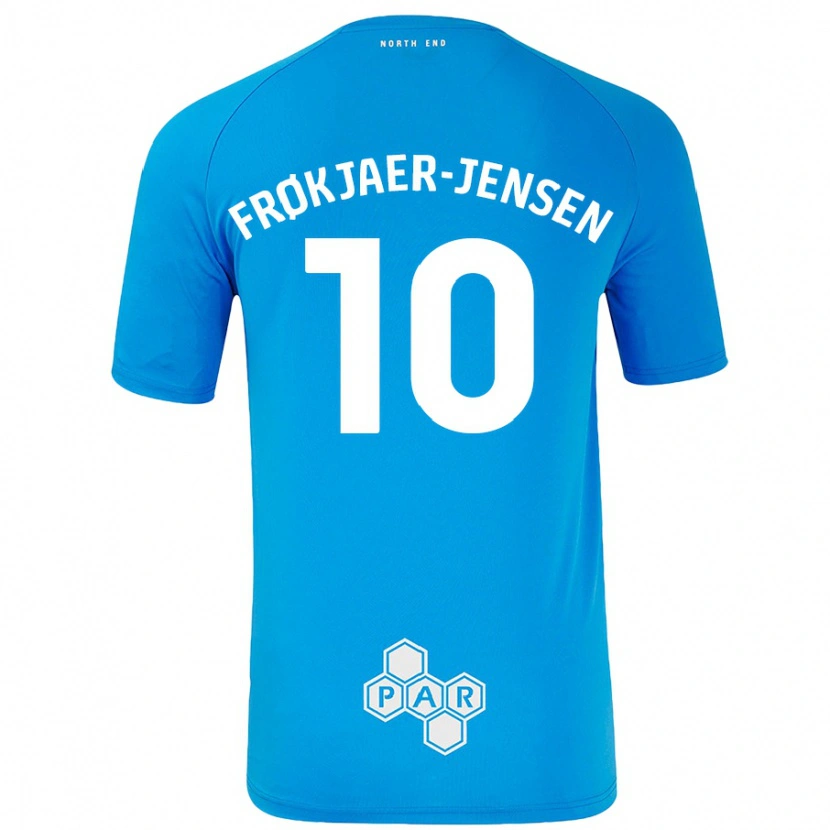 Danxen Kinder Mads Frøkjaer-Jensen #10 Himmelblau Auswärtstrikot Trikot 2024/25 T-Shirt