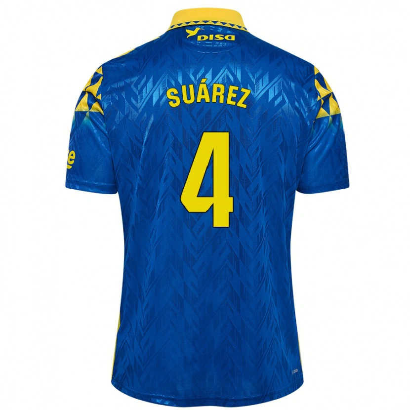 Danxen Kinder Alex Suárez #4 Blau Gelb Auswärtstrikot Trikot 2024/25 T-Shirt