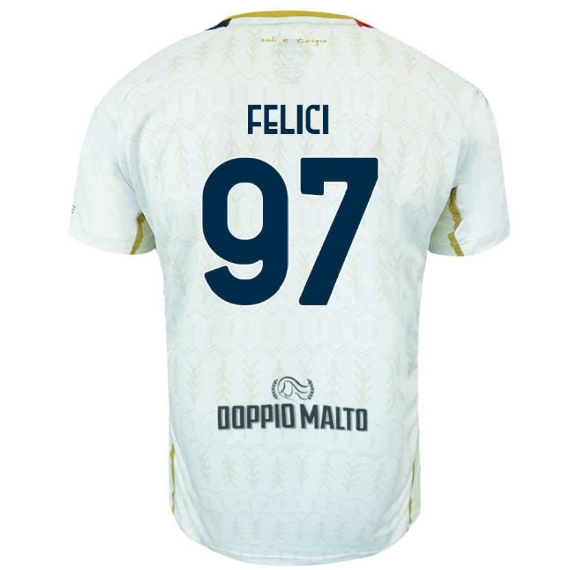 Danxen Kinder Mattia Felici #97 Weiß Auswärtstrikot Trikot 2024/25 T-Shirt