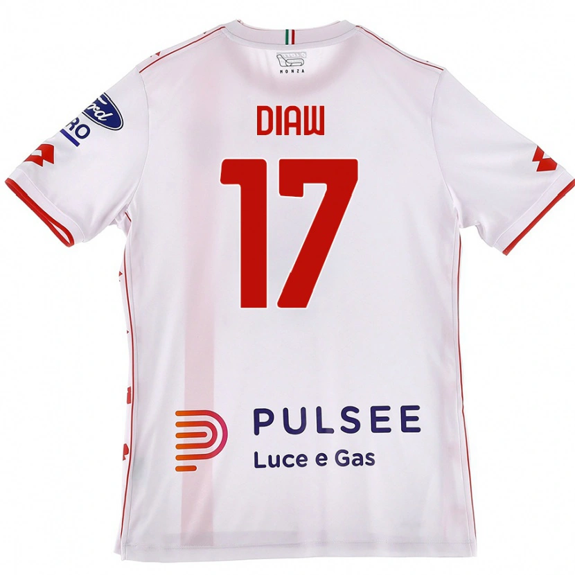 Danxen Kinder Davide Diaw #17 Weiß Rot Auswärtstrikot Trikot 2024/25 T-Shirt
