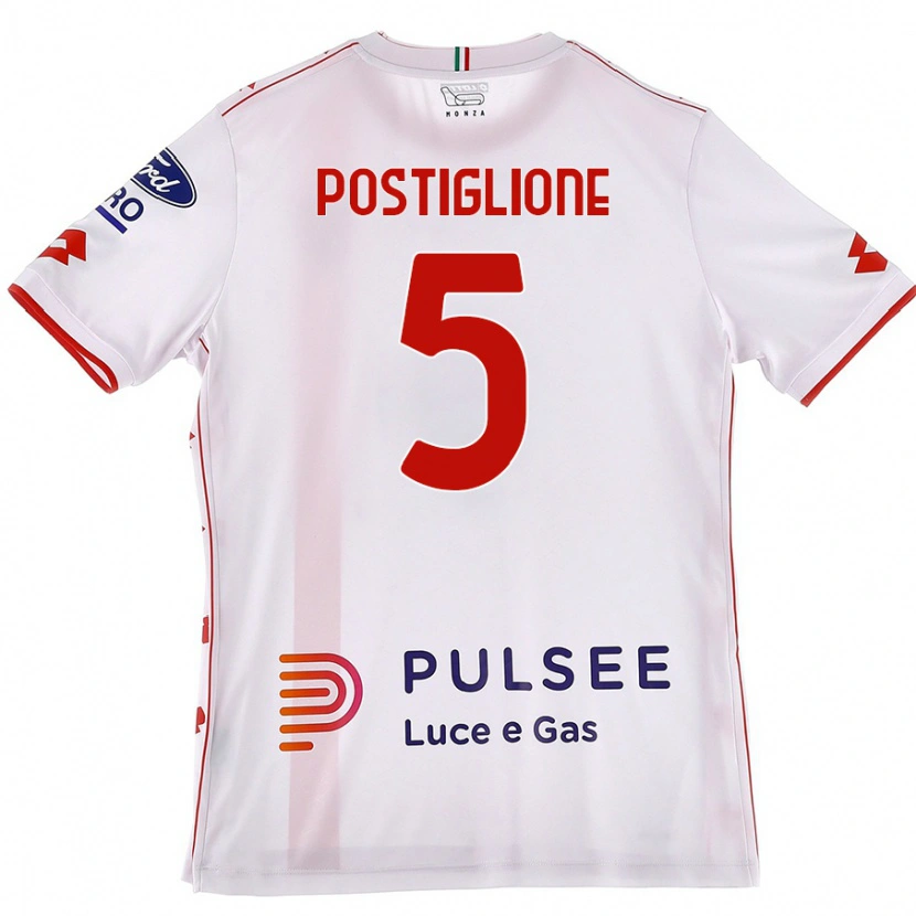 Danxen Kinder Nicolò Postiglione #5 Weiß Rot Auswärtstrikot Trikot 2024/25 T-Shirt