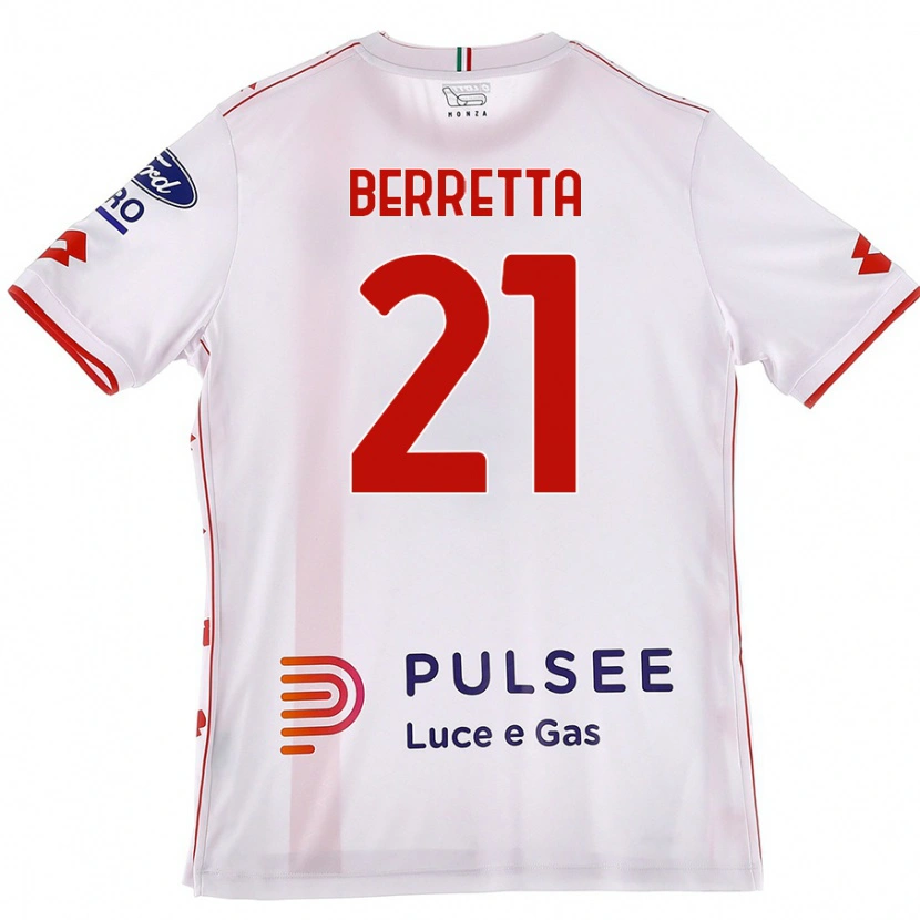 Danxen Kinder Alessandro Berretta #21 Weiß Rot Auswärtstrikot Trikot 2024/25 T-Shirt