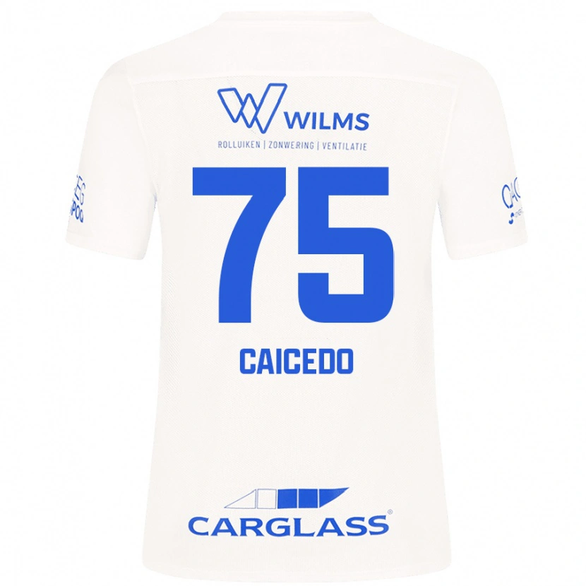 Danxen Kinder Alfred Caicedo #75 Weiß Auswärtstrikot Trikot 2024/25 T-Shirt