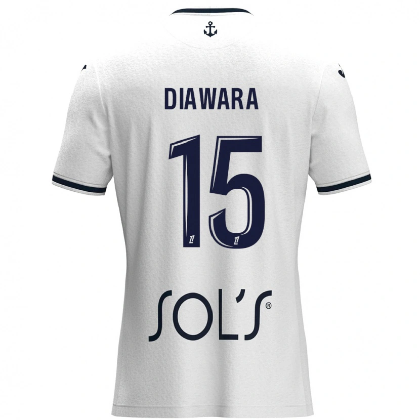 Danxen Kinder Kandet Diawara #15 Weiß Dunkelblau Auswärtstrikot Trikot 2024/25 T-Shirt