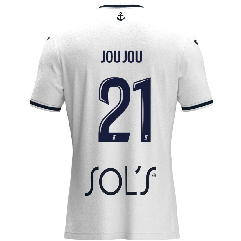 Danxen Kinder Antoine Joujou #21 Weiß Dunkelblau Auswärtstrikot Trikot 2024/25 T-Shirt