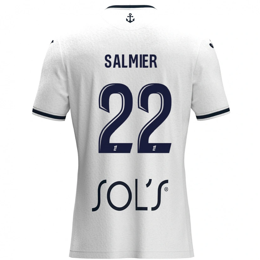 Danxen Kinder Yoann Salmier #22 Weiß Dunkelblau Auswärtstrikot Trikot 2024/25 T-Shirt