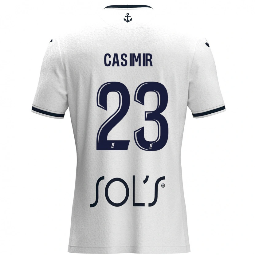 Danxen Kinder Josué Casimir #23 Weiß Dunkelblau Auswärtstrikot Trikot 2024/25 T-Shirt