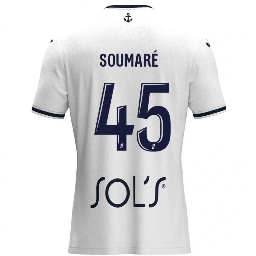 Danxen Kinder Issa Soumaré #45 Weiß Dunkelblau Auswärtstrikot Trikot 2024/25 T-Shirt