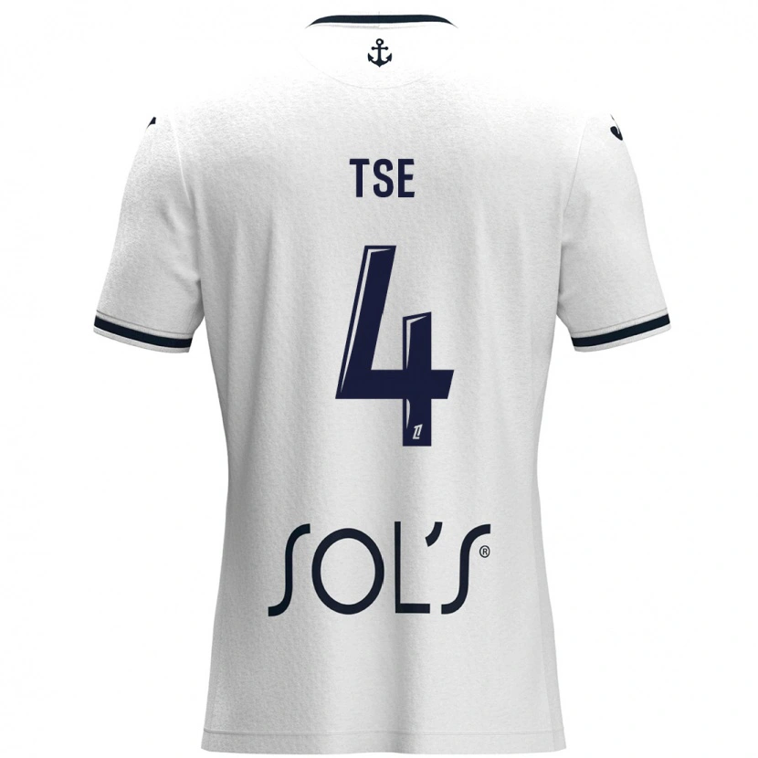 Danxen Kinder Élisabeth Tsé #4 Weiß Dunkelblau Auswärtstrikot Trikot 2024/25 T-Shirt