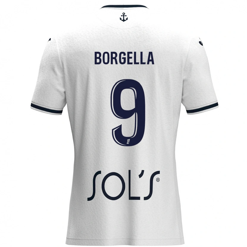 Danxen Kinder Roselord Borgella #9 Weiß Dunkelblau Auswärtstrikot Trikot 2024/25 T-Shirt