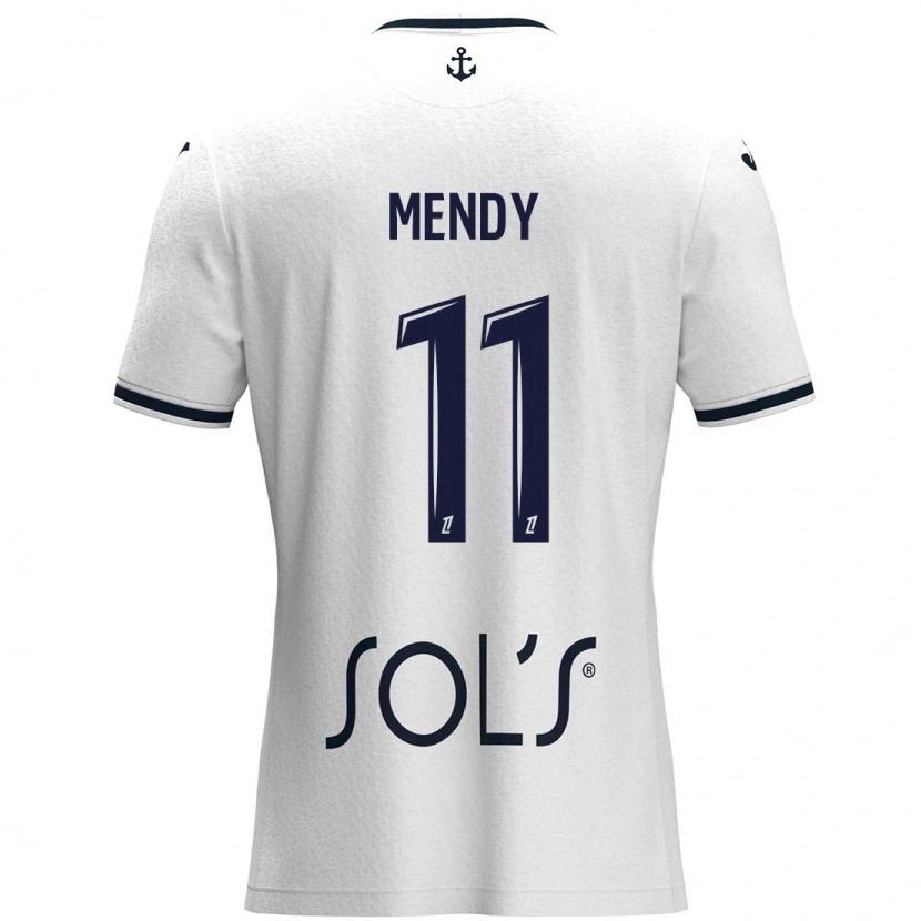Danxen Kinder Mélinda Mendy #11 Weiß Dunkelblau Auswärtstrikot Trikot 2024/25 T-Shirt