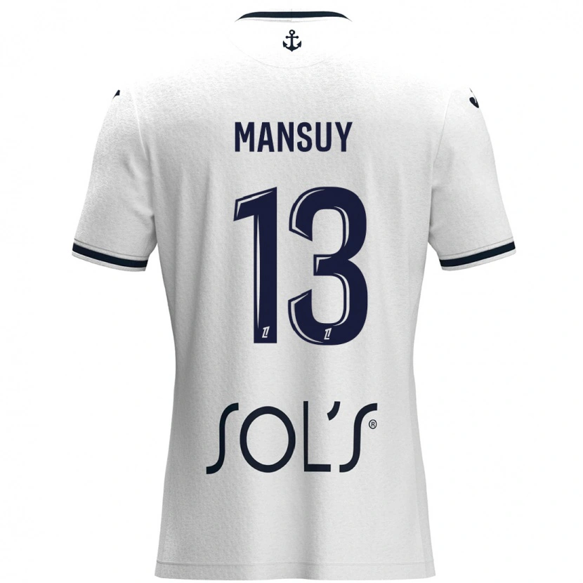 Danxen Kinder Héloïse Mansuy #13 Weiß Dunkelblau Auswärtstrikot Trikot 2024/25 T-Shirt