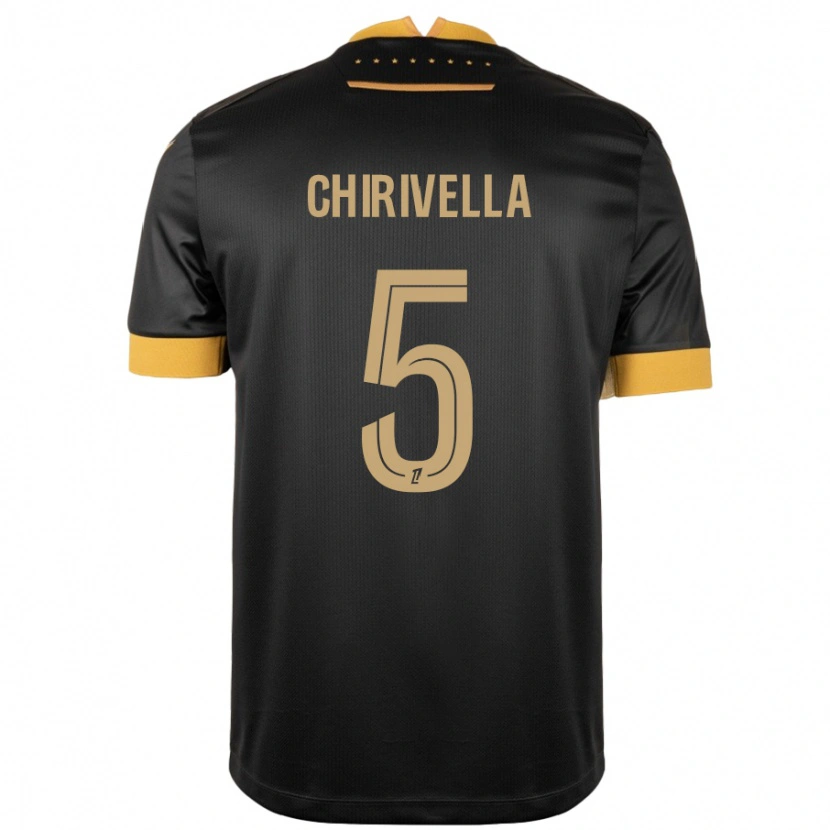 Danxen Kinder Pedro Chirivella #5 Schwarz Braun Auswärtstrikot Trikot 2024/25 T-Shirt