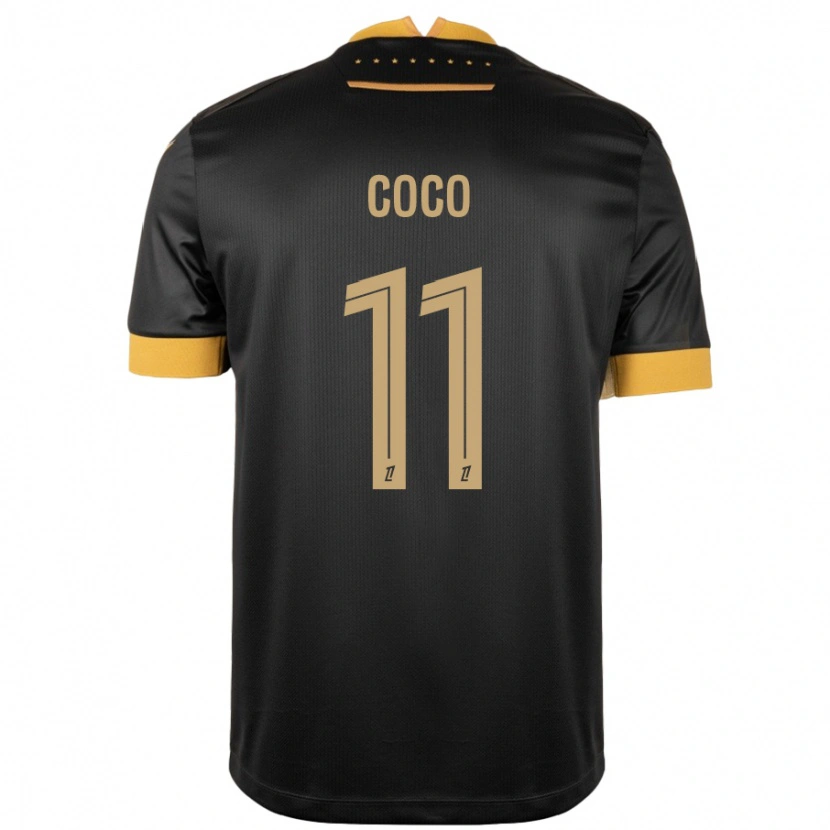 Danxen Kinder Marcus Coco #11 Schwarz Braun Auswärtstrikot Trikot 2024/25 T-Shirt