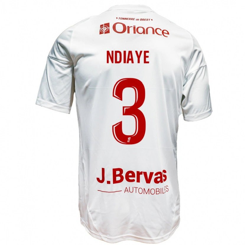 Danxen Kinder Abdoulaye Ndiaye #3 Weiß Rot Auswärtstrikot Trikot 2024/25 T-Shirt