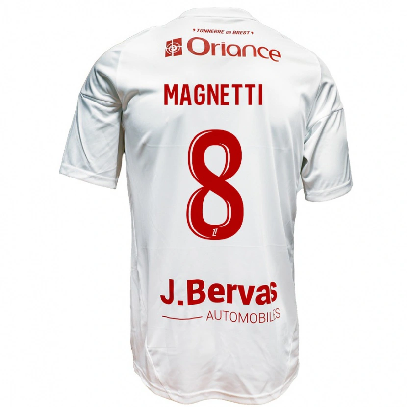 Danxen Kinder Hugo Magnetti #8 Weiß Rot Auswärtstrikot Trikot 2024/25 T-Shirt