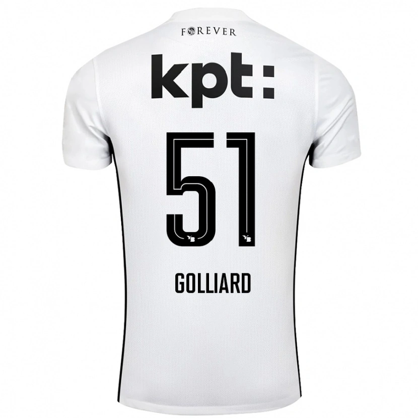 Danxen Kinder Théo Golliard #51 Weiß Schwarz Auswärtstrikot Trikot 2024/25 T-Shirt