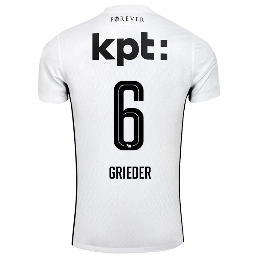 Danxen Kinder Lionel Grieder #6 Weiß Schwarz Auswärtstrikot Trikot 2024/25 T-Shirt