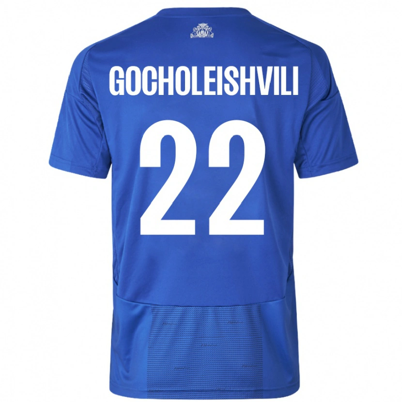 Danxen Kinder Giorgi Gocholeishvili #22 Weiß Blau Auswärtstrikot Trikot 2024/25 T-Shirt