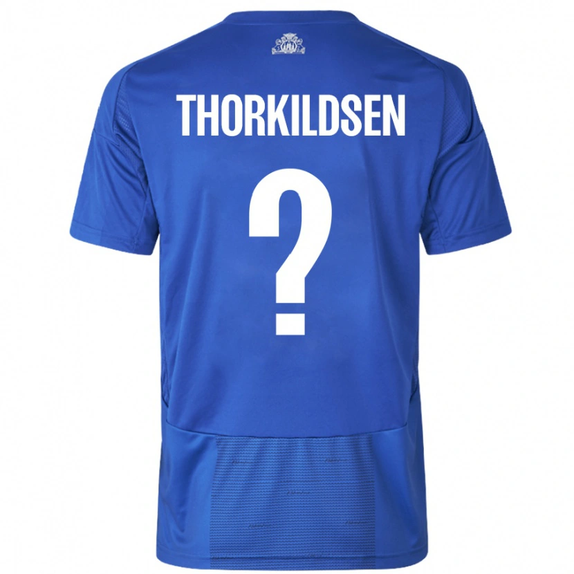 Danxen Kinder Elias Thorkildsen #0 Weiß Blau Auswärtstrikot Trikot 2024/25 T-Shirt