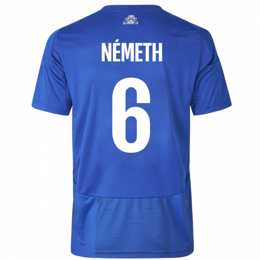 Danxen Kinder Hunor Németh #6 Weiß Blau Auswärtstrikot Trikot 2024/25 T-Shirt