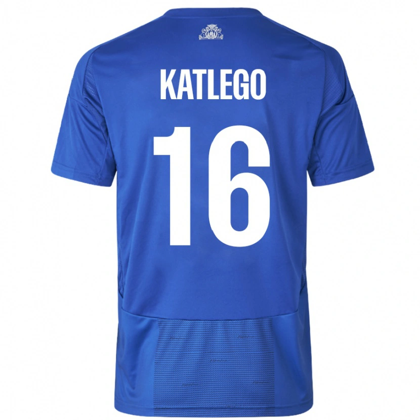 Danxen Kinder David Katlego #16 Weiß Blau Auswärtstrikot Trikot 2024/25 T-Shirt