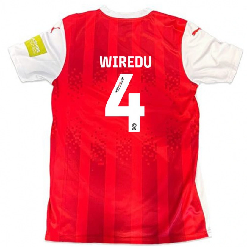 Danxen Herren Brendan Wiredu #4 Rot Weiß Heimtrikot Trikot 2024/25 T-Shirt