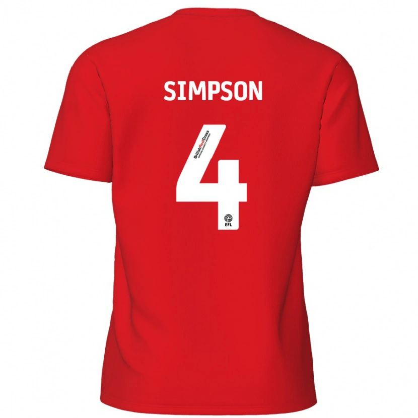 Danxen Herren Jack Simpson #4 Rot Heimtrikot Trikot 2024/25 T-Shirt