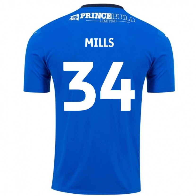 Danxen Herren Harley Mills #34 Blau Weiß Heimtrikot Trikot 2024/25 T-Shirt