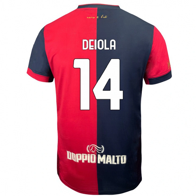 Danxen Herren Alessandro Deiola #14 Rot Dunkleres Blau Heimtrikot Trikot 2024/25 T-Shirt