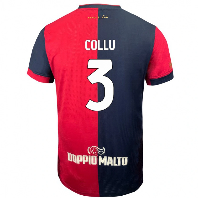Danxen Herren Davide Collu #3 Rot Dunkleres Blau Heimtrikot Trikot 2024/25 T-Shirt