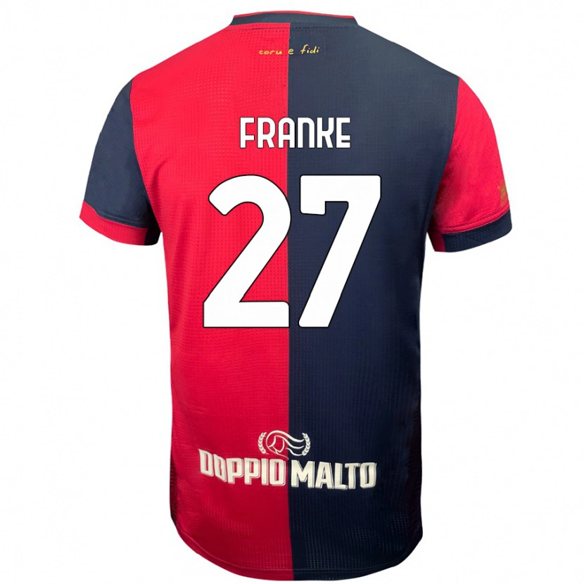 Danxen Herren Antoni Franke #27 Rot Dunkleres Blau Heimtrikot Trikot 2024/25 T-Shirt