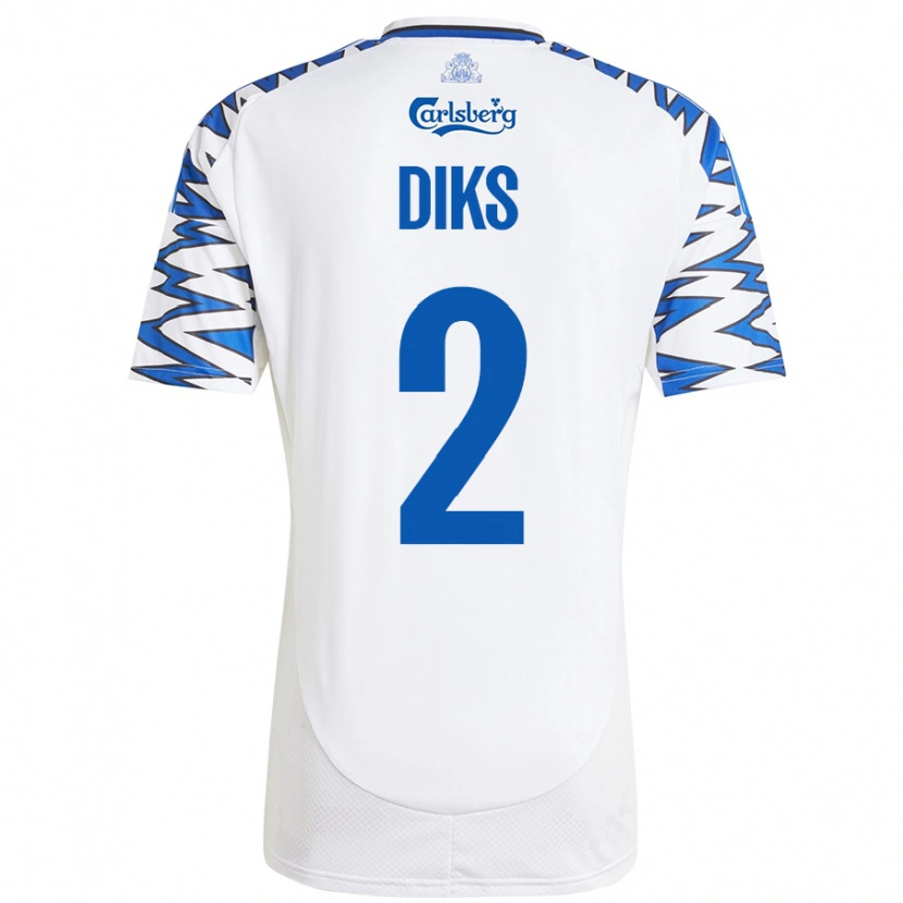 Danxen Herren Kevin Diks #2 Weiß Himmelblau Heimtrikot Trikot 2024/25 T-Shirt