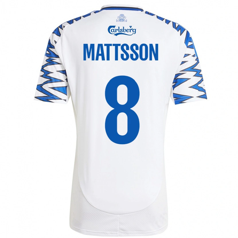 Danxen Herren Magnus Mattsson #8 Weiß Himmelblau Heimtrikot Trikot 2024/25 T-Shirt