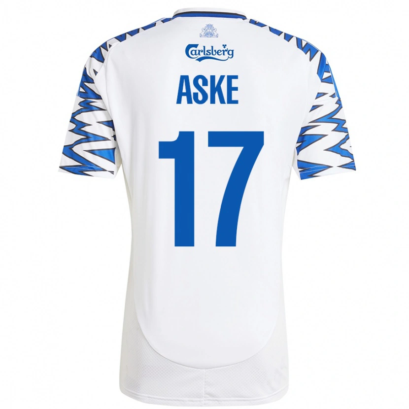 Danxen Herren Aske Christensen #17 Weiß Himmelblau Heimtrikot Trikot 2024/25 T-Shirt