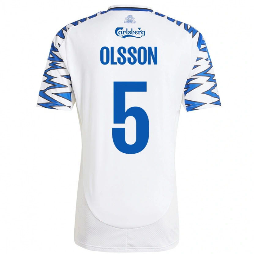 Danxen Herren Cornelius Olsson #5 Weiß Himmelblau Heimtrikot Trikot 2024/25 T-Shirt