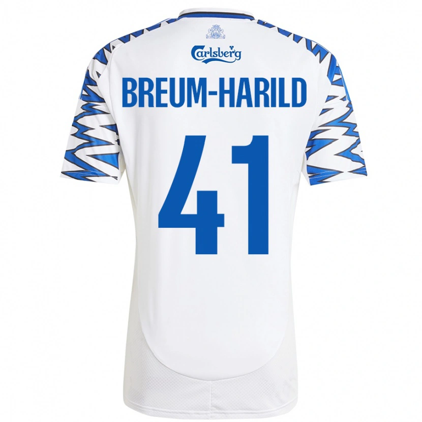 Danxen Herren Tobias Breum-Harild #41 Weiß Himmelblau Heimtrikot Trikot 2024/25 T-Shirt