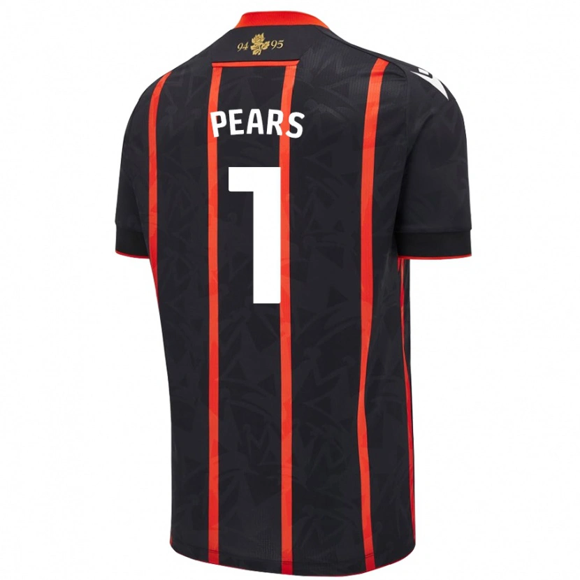 Danxen Herren Aynsley Pears #1 Schwarz Rot Auswärtstrikot Trikot 2024/25 T-Shirt