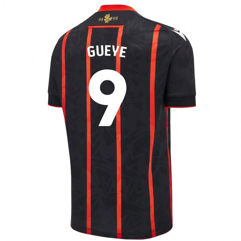 Danxen Herren Makhtar Gueye #9 Schwarz Rot Auswärtstrikot Trikot 2024/25 T-Shirt