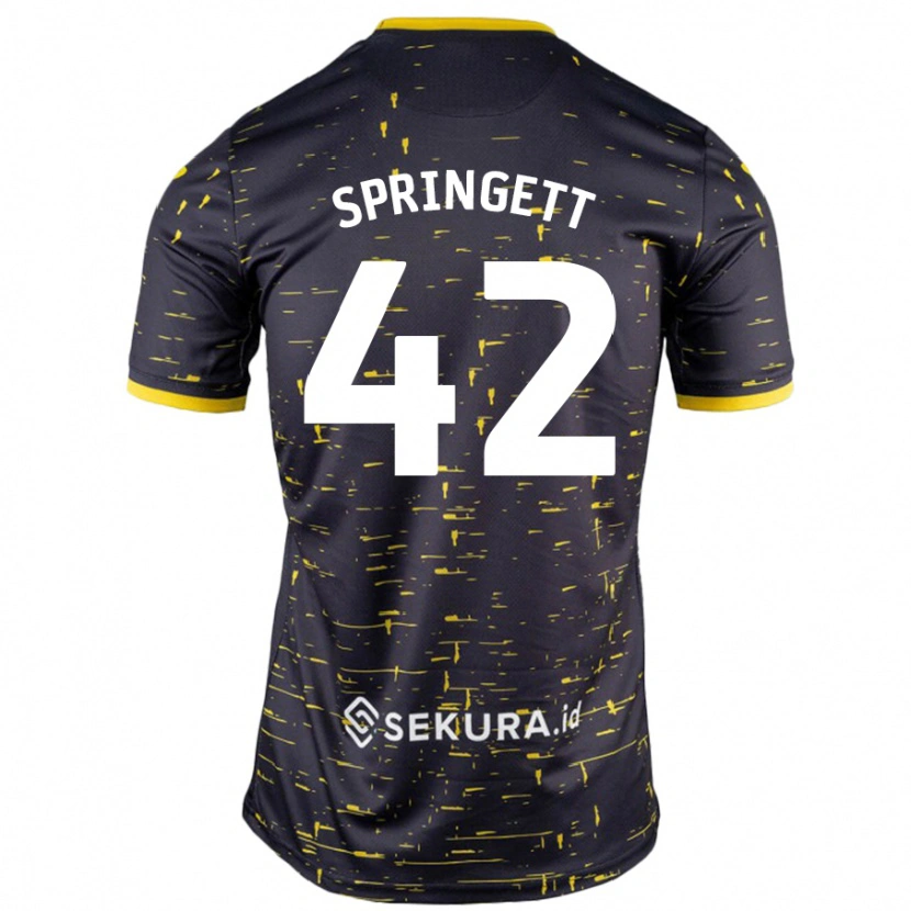 Danxen Herren Tony Springett #42 Schwarz Gelb Auswärtstrikot Trikot 2024/25 T-Shirt