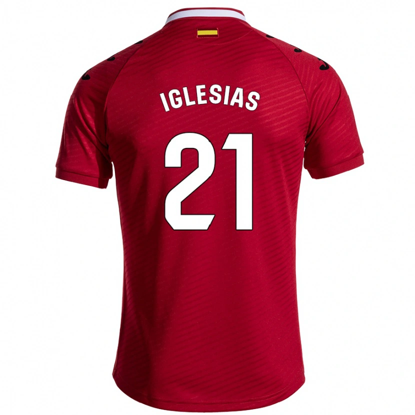Danxen Herren Juan Iglesias #21 Dunkelrot Auswärtstrikot Trikot 2024/25 T-Shirt