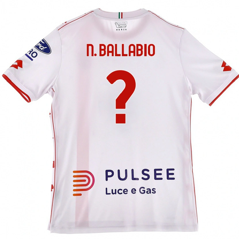 Danxen Herren Nicolò Ballabio #0 Weiß Rot Auswärtstrikot Trikot 2024/25 T-Shirt