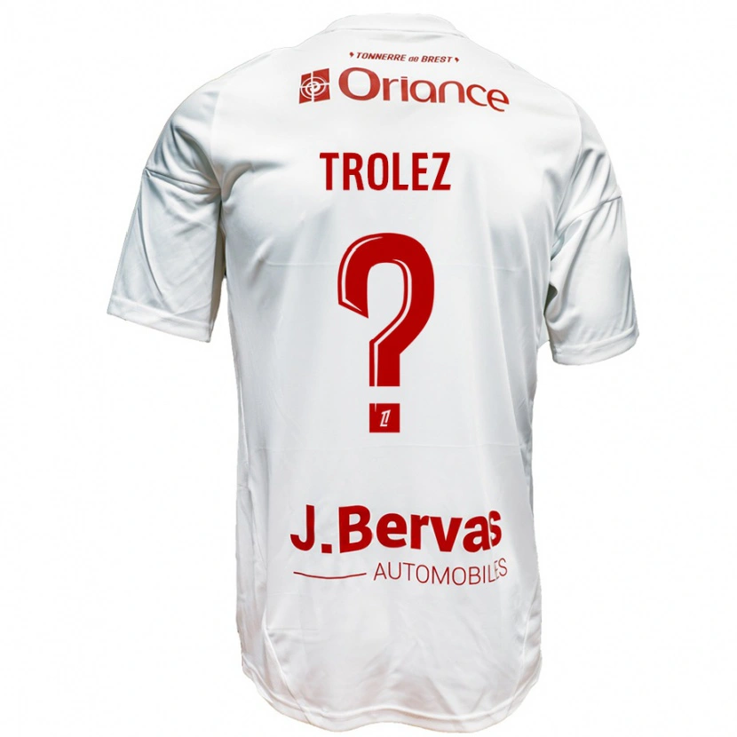 Danxen Herren Loann Trolez #0 Weiß Rot Auswärtstrikot Trikot 2024/25 T-Shirt