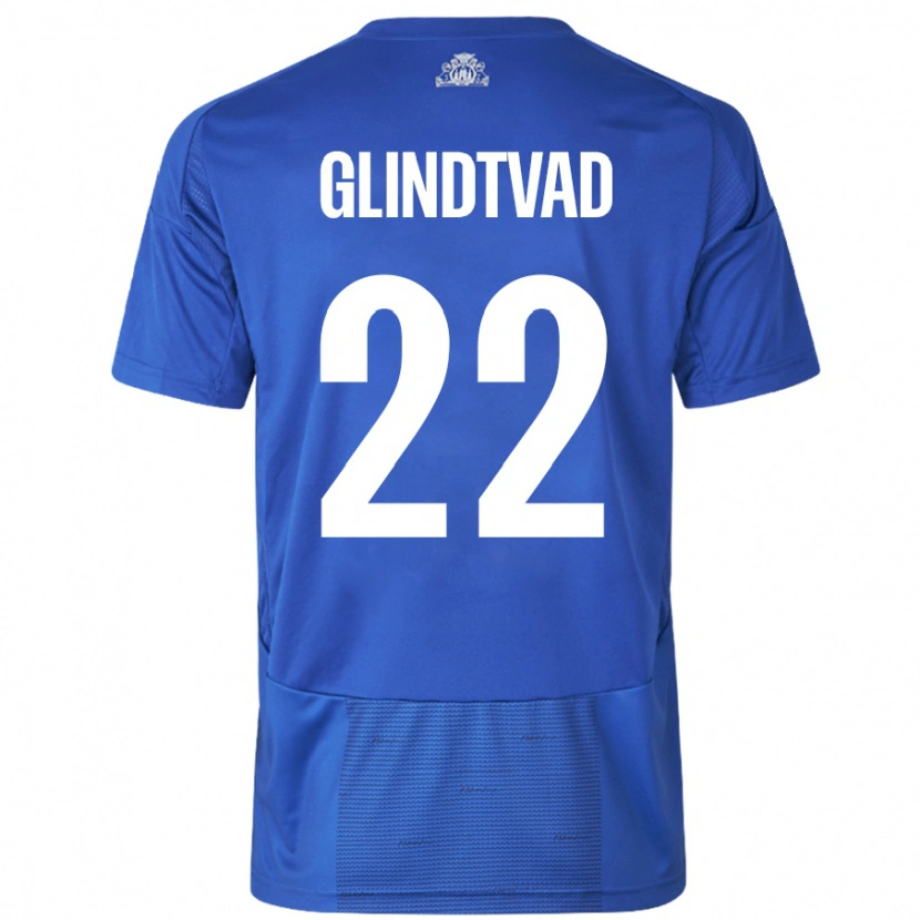 Danxen Herren William Glindtvad #22 Weiß Blau Auswärtstrikot Trikot 2024/25 T-Shirt