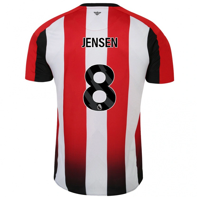 Danxen Damen Mathias Jensen #8 Rot Weiß Heimtrikot Trikot 2024/25 T-Shirt